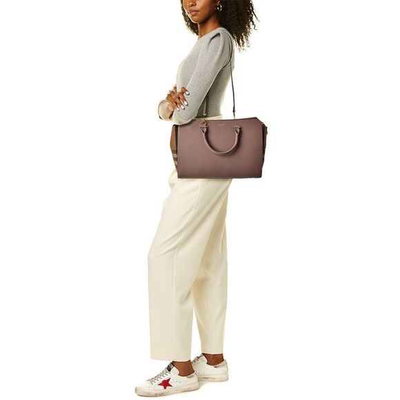 Burberry Banwell Medium Leather & Check Canvas Satchel, Pink - Picture 4 of 4